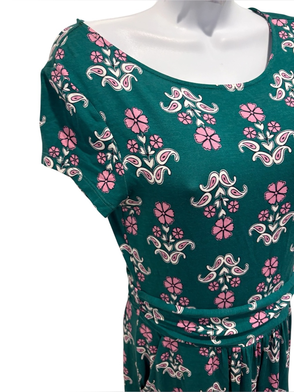 NWT BODEN Amelie Floral Jersey Dress Short Sleeve Green Size 4 - Picture 4 of 14